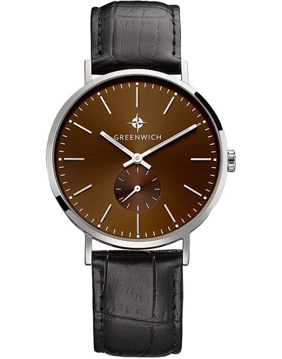 Greenwich Greenwich Anchor GW 012.11.32  GW 012.11.32 кварцевые мужские часы коричневый циферблат, браслет кожаный — вид спереди